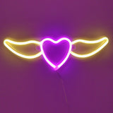 TONGER® Pink & Warm White Angle Wings Wall LED Neon Light Sign