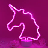 TONGER® Pink Unicorn Table LED Neon Light