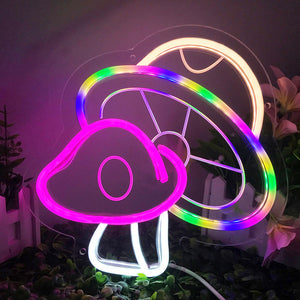 TONGER®Warm White & Pink & White & Colorful Mushroom LED Neon Sign