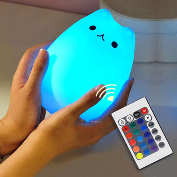 TONGER® Cool Cat Silicon Night Light With Remote Controller