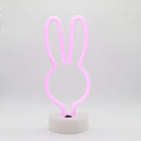 TONGER® Pink Rabbit Table LED Neon Light