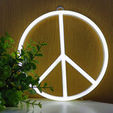 TONGER® White Peace Symbol Wall LED neon light Sign