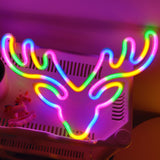 TONGER® Colorful Elk Head LED Neon Sign