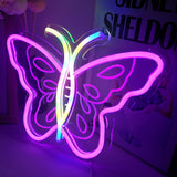 TONGER®Purple&Colorful Butterfly LED Neon Sign