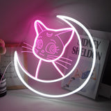 TONGER®White Moon With Cat LED Neon Sign