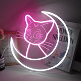 TONGER®Big White Moon With Cat LED Neon Sign