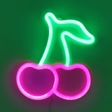 TONGER®Pink & Green Cherry Shape LED Neon