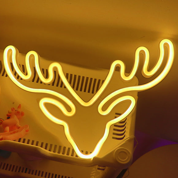 TONGER® Warm White Elk Head LED Neon Sign