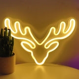 TONGER® Warm White Elk Head LED Neon Sign