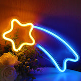 TONGER® Blue & Warm White Meteors Wall LED Neon Light Sign