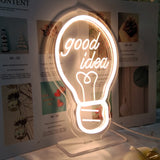 TONGER®White Good Idea In Bulb Table  Neon Sign