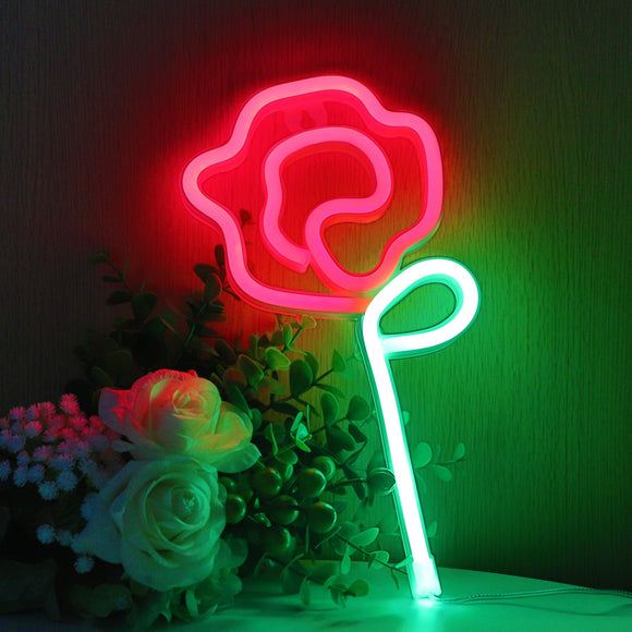 TONGER® Red & Green Flower Wall LED Neon Light Sign