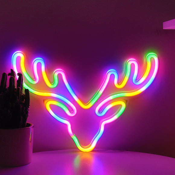 TONGER® Colorful Elk Head LED Neon Sign