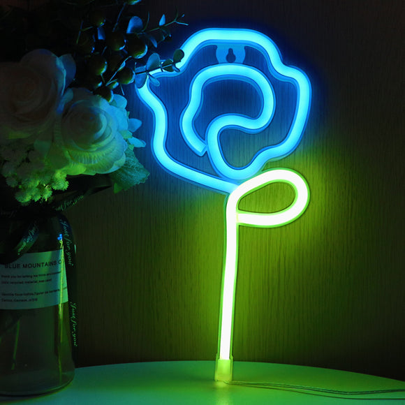 TONGER® Blue &Green Flower Shape LED Neon Sign