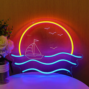 TONGER® Sea With Boat LED Neon Sign