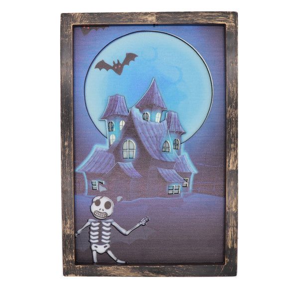TONGER® Halloween Skelton Wall Art Picture With Light