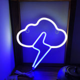 TONGER® White & Blue Cloud With Lightning Wall LED Neon Light Sign