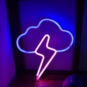 TONGER® Blue & Pink Cloud With Lightning Wall LED Neon Light Sign