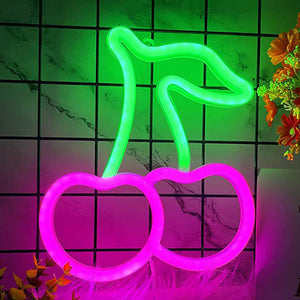 TONGER® Green & Pink Cherry Wall LED Neon Light Sign