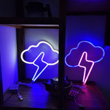 TONGER® White & Blue Cloud With Lightning Wall LED Neon Light Sign