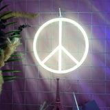 TONGER® White Peace Symbol Wall LED neon light Sign