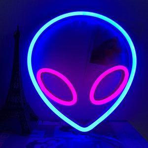 TONGER® Blue  & Pink Alien Wall LED Neon Light Sign