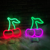 TONGER® Green & Pink Cherry Wall LED Neon Light Sign