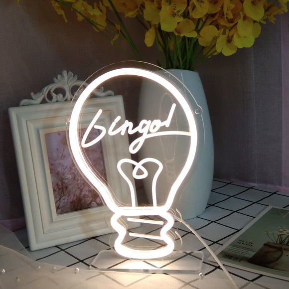 TONGER®Wtite Bingo In Bulb Wall Neon Sign