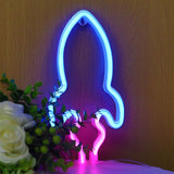TONGER®Pink & Blue Rocket LED Neon Light Sign
