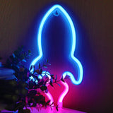 TONGER®Pink & Blue Rocket LED Neon Light Sign