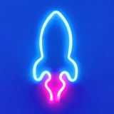 TONGER®Pink & Blue Rocket LED Neon Light Sign
