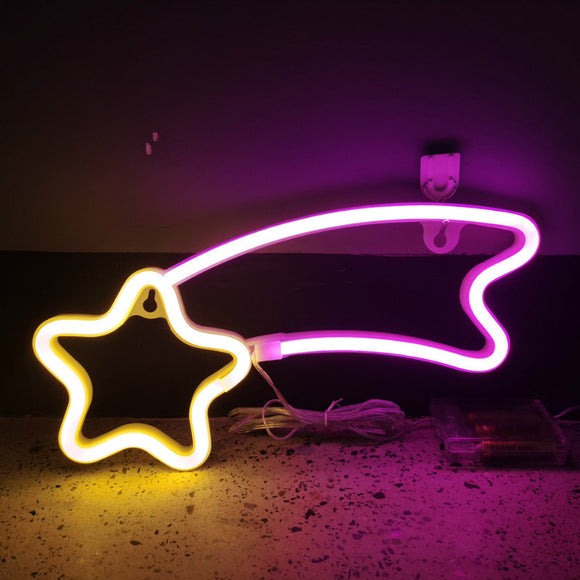 TONGER® Pink & Warm White Meteors Wall LED Neon Light Sign