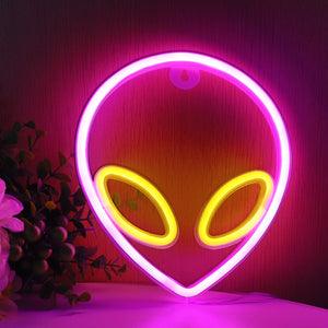 TONGER® Yellow  & Pink Alien Wall LED Neon Light Sign