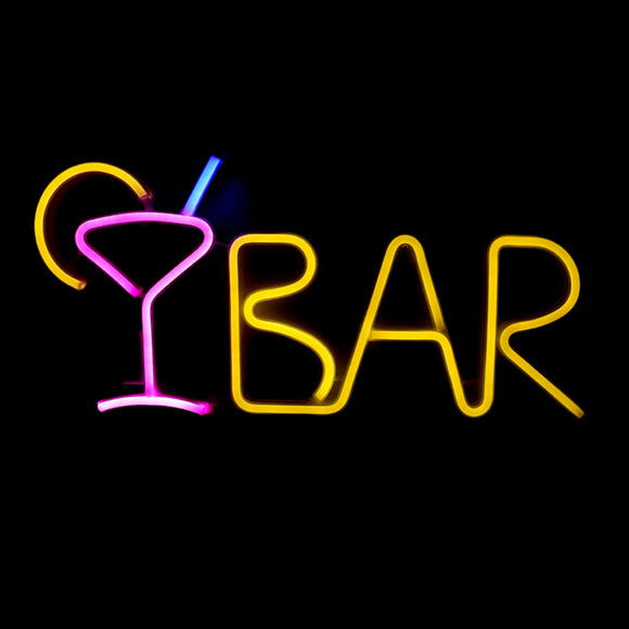 TONGER®Pink&Blue&Yellow BAR Juice Wall Neon Sign