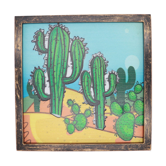 TONGER® Cactus Wall Art Picture With Light