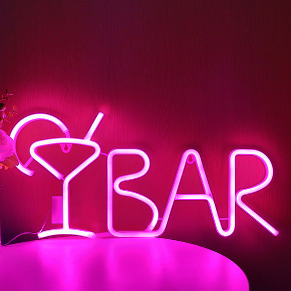 TONGER®Pink BAR Juice Wall Neon Sign