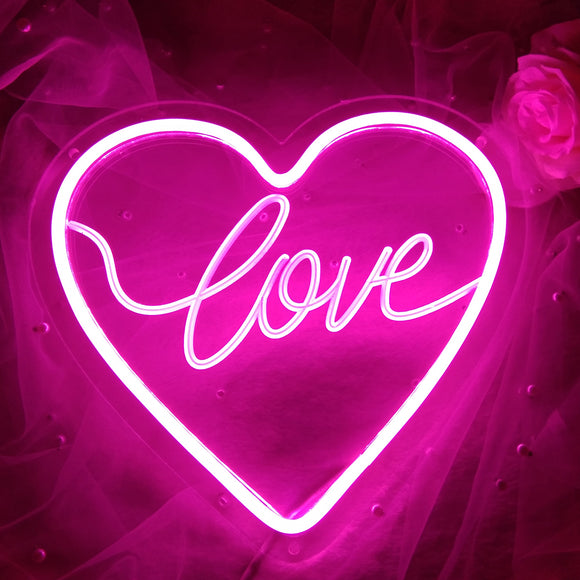 TONGER®Pink Heart Love Wall Neon