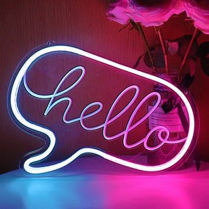 TONGER® Blue & Pink Hello Wall LED Neon Sign