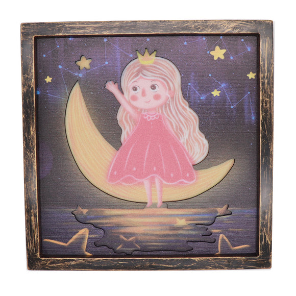 TONGER® Little Sweet Girl Wall Art Picture With Light