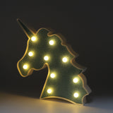 TONGER® Green Glitter Unicorn Head LED Marquee Light