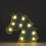 TONGER® Green Glitter Unicorn Head LED Marquee Light