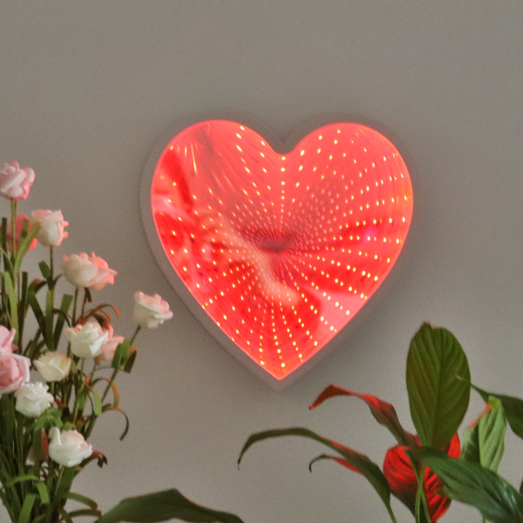 Heart led shop mirror